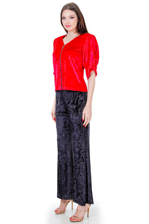 Bluza catifea rosie  Liza Panait Liza Panait Online Boutique